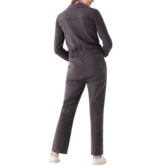 Faherty Overland Twill Jumpsuit in Charcoal | Medium - Picture 2 of 5
